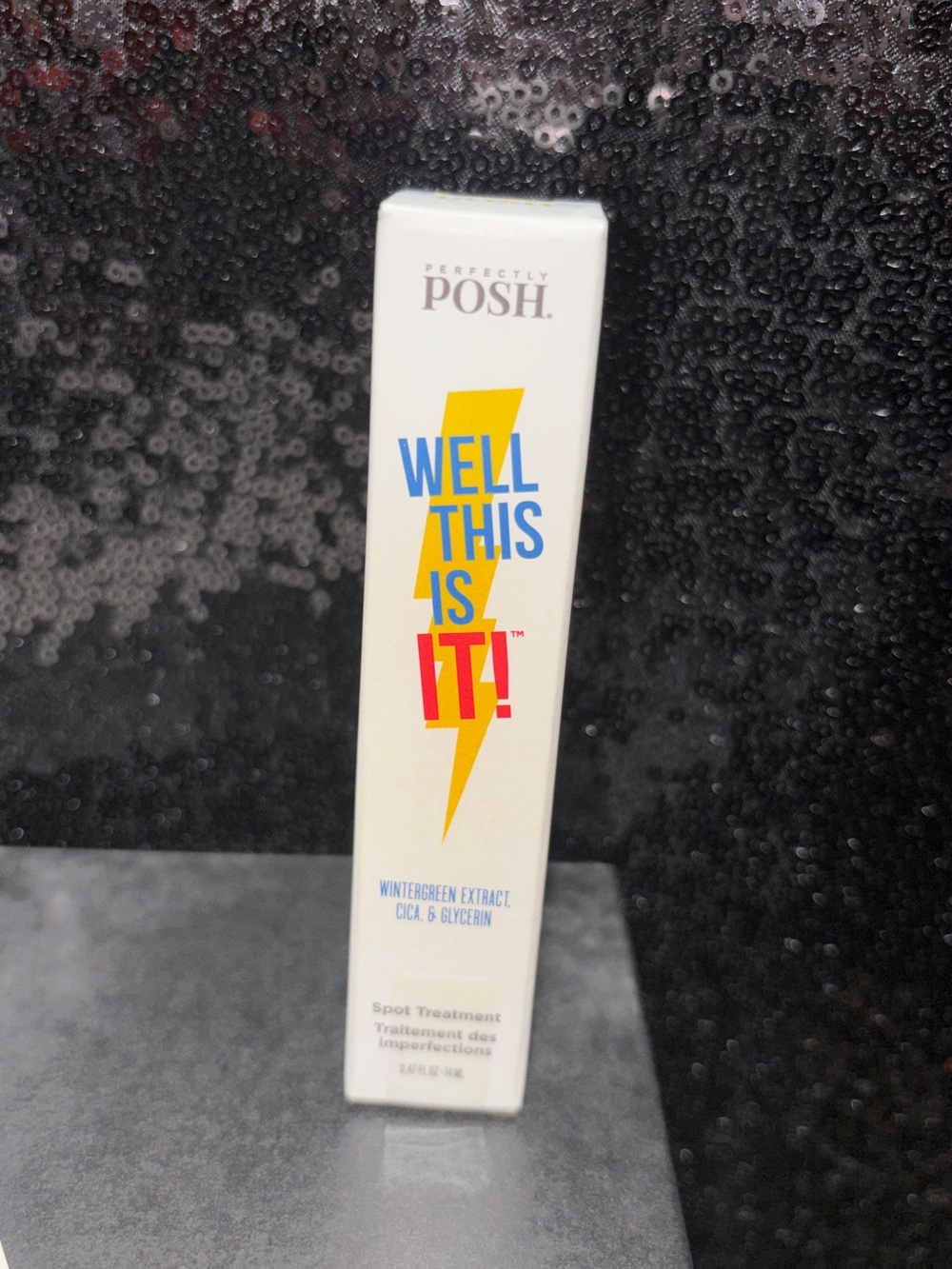 Perfectly Posh White Spot Treatment Tube with Yellow & Blue Lightning Graphic